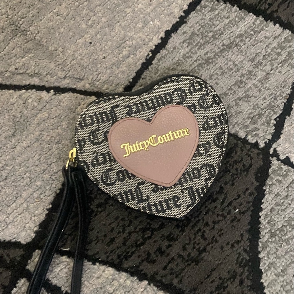 Juicy Couture Black and Pink Heart Clutch